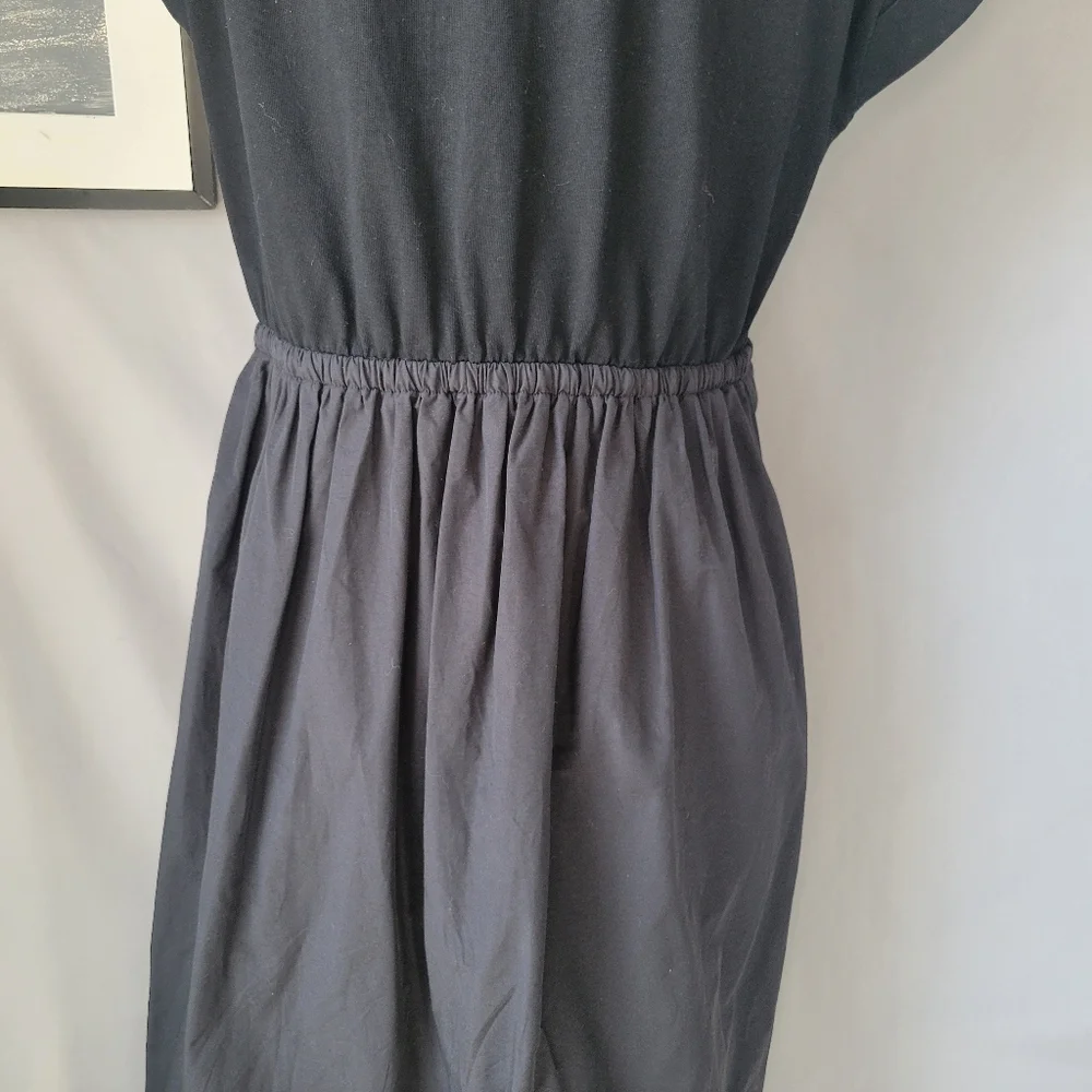 La Ligne Wilhelmina T-Shirt Midi Dress with Shirring Black M - Picture 10 of 13